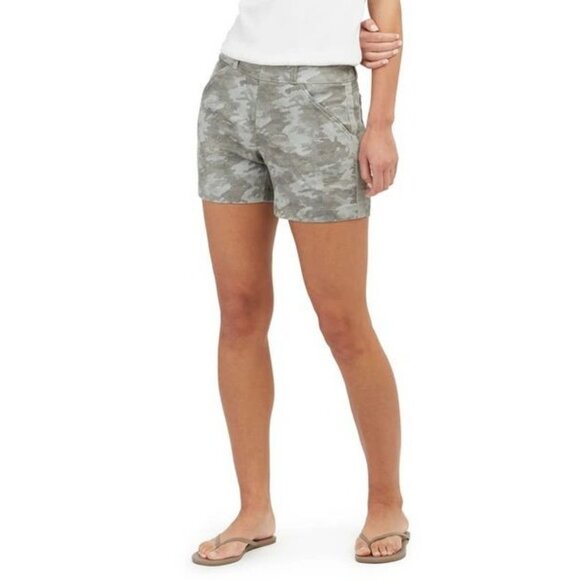 Spanx Size S Green Camo Stretch Twill Shorts 4" Inseam Slimming Tummy Control - Picture 1 of 8